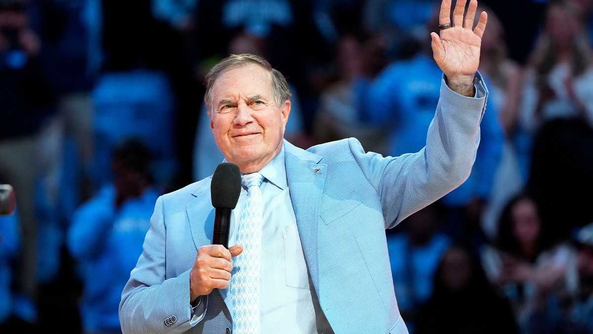 North Carolina Tar Heels head football coach Bill Belichick featured on Hard Knocks on Max during half time at Dean E. Smith Center.