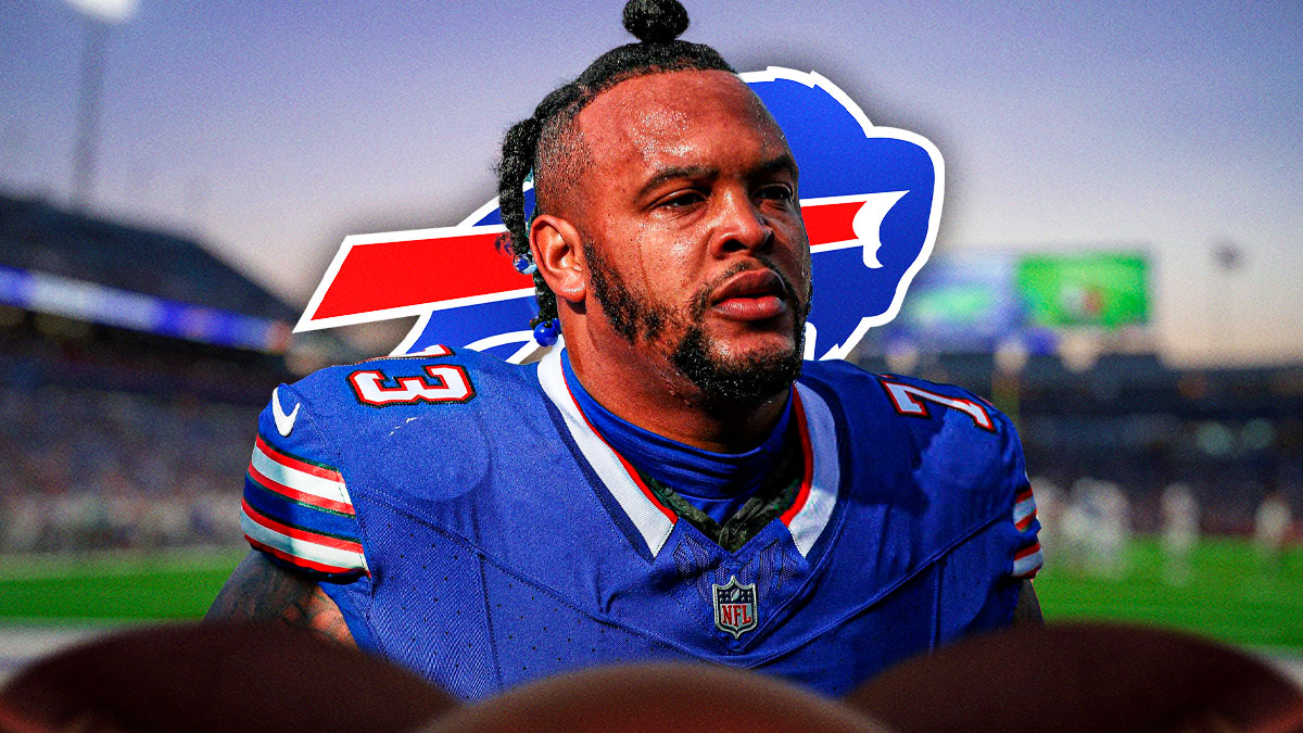 Bills OT Dion Dawkins with field in the background