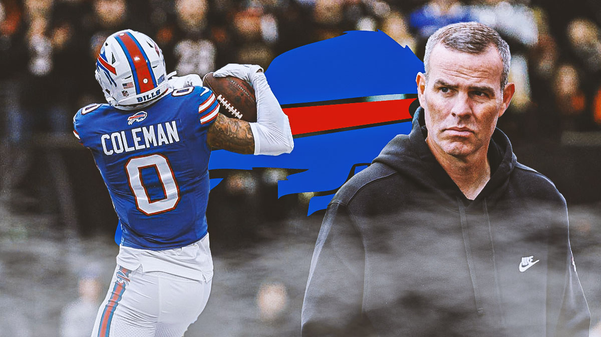 Bills Brandon Beane looking concerned at Keon Coleman