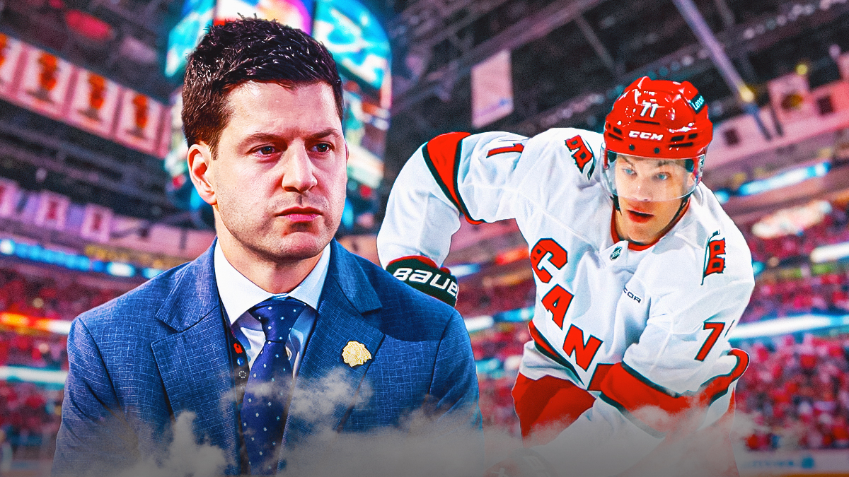 Blackhawks GM Kyle Davidson talks the Taylor Hall trade with the Hurricanes.