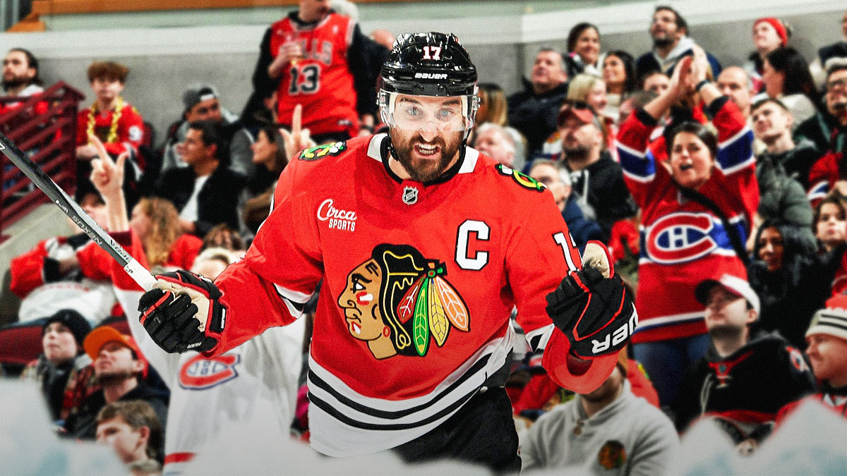 Blackhawks captain Nick Foligno looking angry with frustrated Blackhawks fans