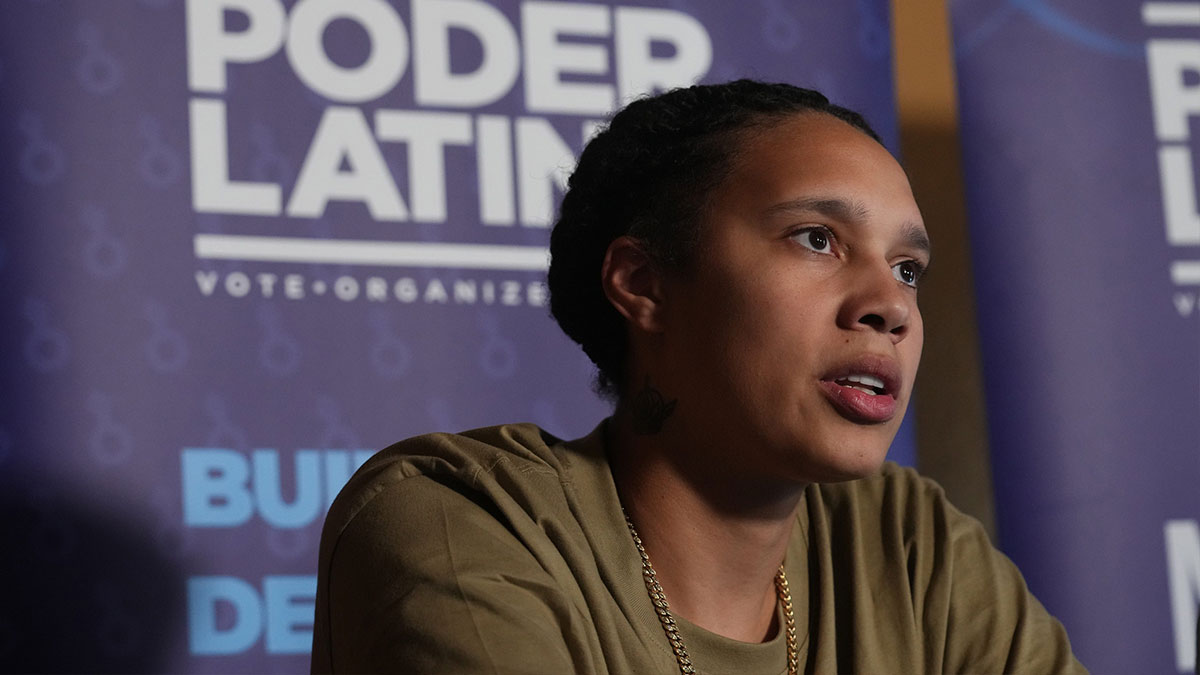 Oct 29, 2024; Phoenix, Ariz, U.S.; WNBA player Brittney Griner joins Poder Latinx to promote “Cabalgata to the Polls”, a horseback riding event and live Banda music to celebrate National Vote Early Day,