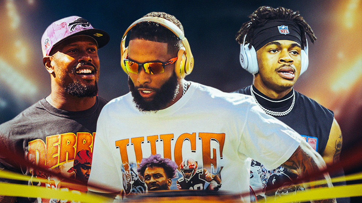 Odell Beckham Jr., Von Miller, and Tank Dell in Dreamathon t-shirts
