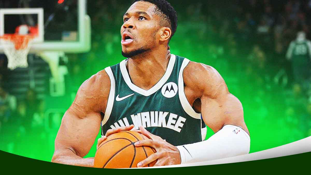 Bucks' Giannis Antetokounmpo with comically large biceps (like Popeye)