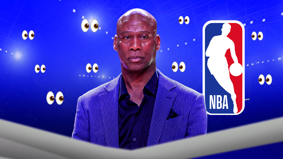 Byron Scott, NBA logo, eyes symbols surrounding Scott