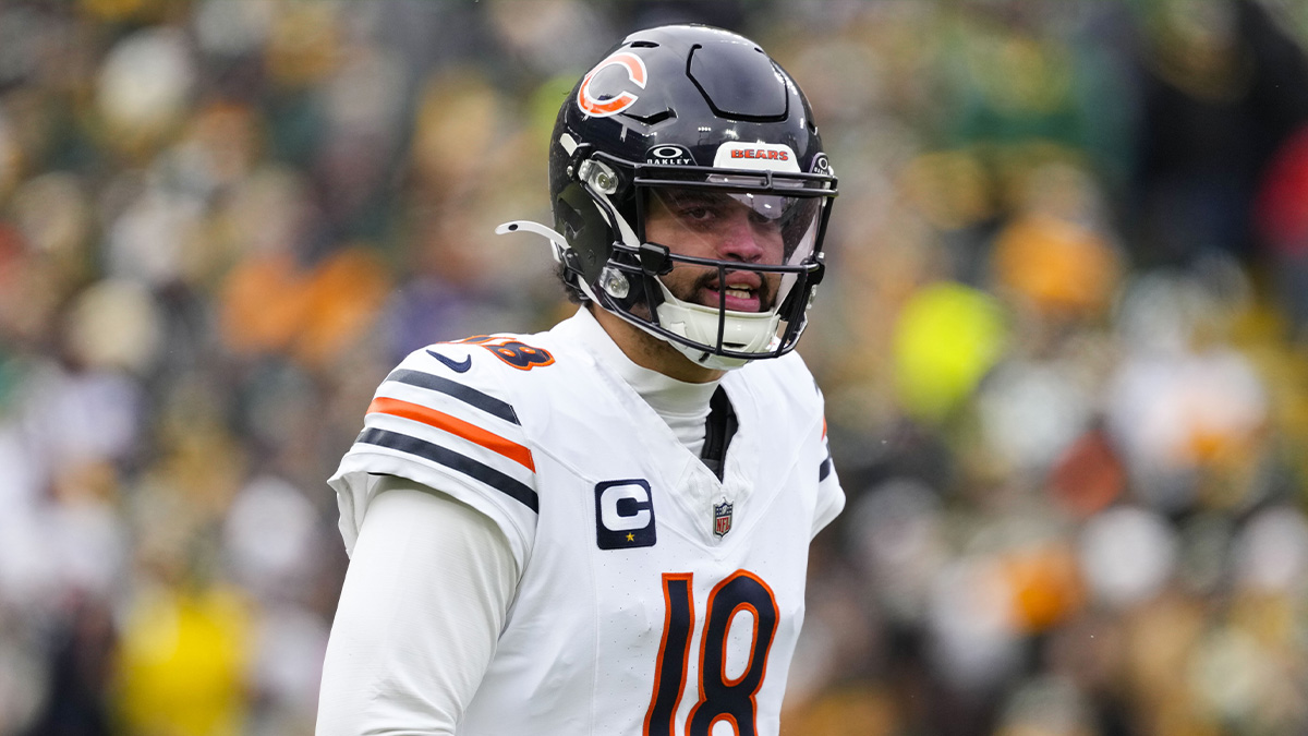 Jan 5, 2025; Green Bay, Wisconsin, USA; Chicago Bears quarterback Caleb Williams (18) during the game against the Chicago Bears at Lambeau Field.