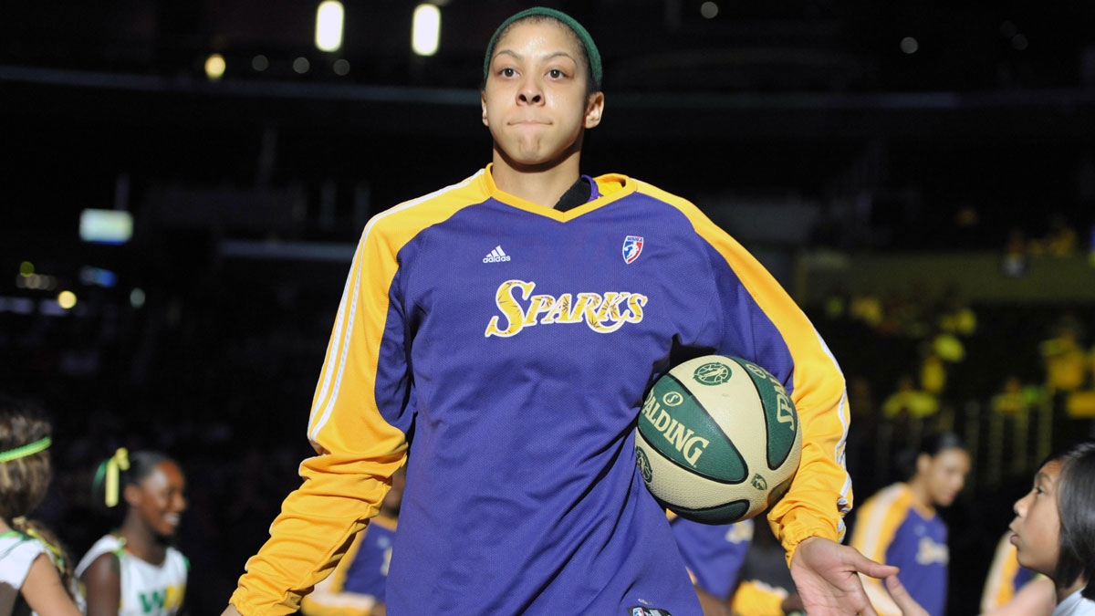 Los Angeles Sparks forward Candace Parker (3) is introduced before the game against the Phoenix Mercury at the Staples Center.