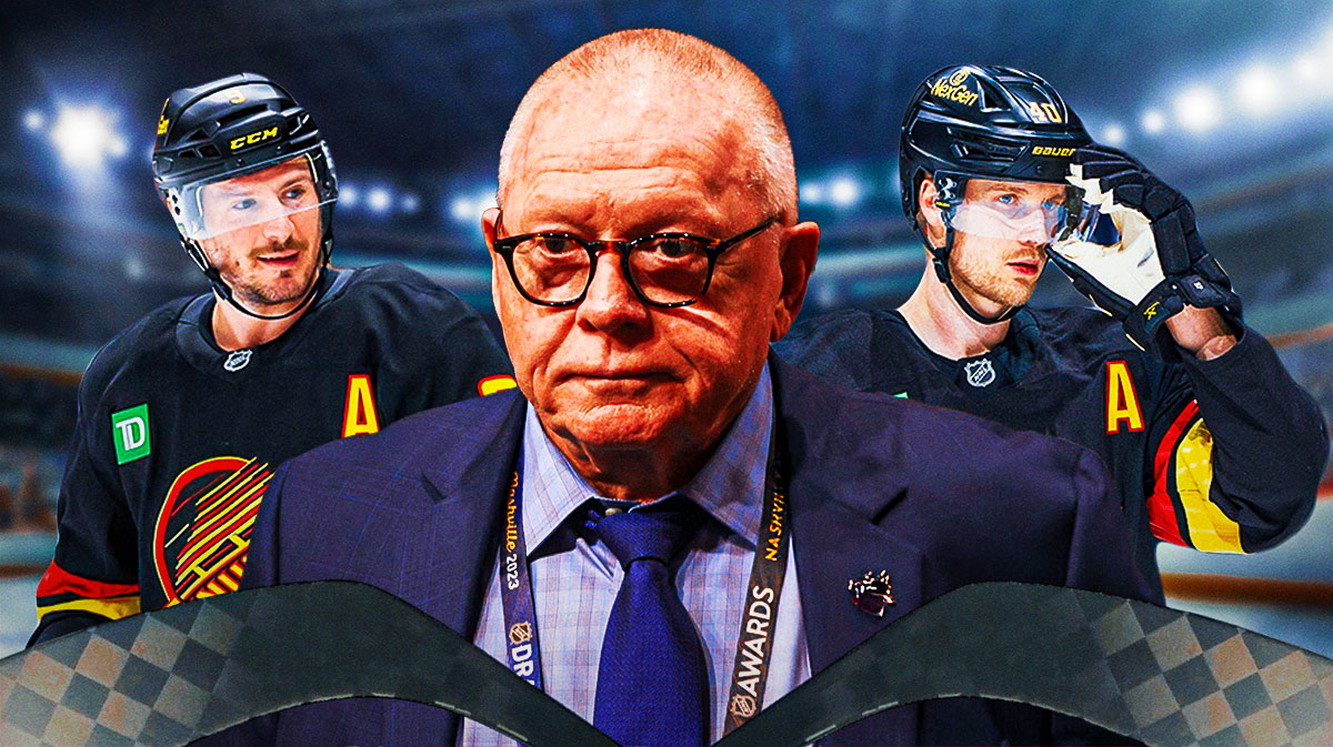 Elias Pettersson on the left, J.T. Miller on the right, Canucks president