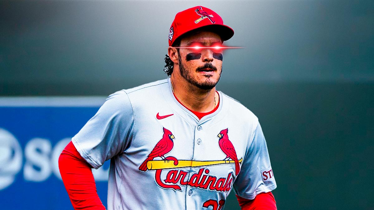 Cardinals third baseman Nolan Arenado with laser eyes