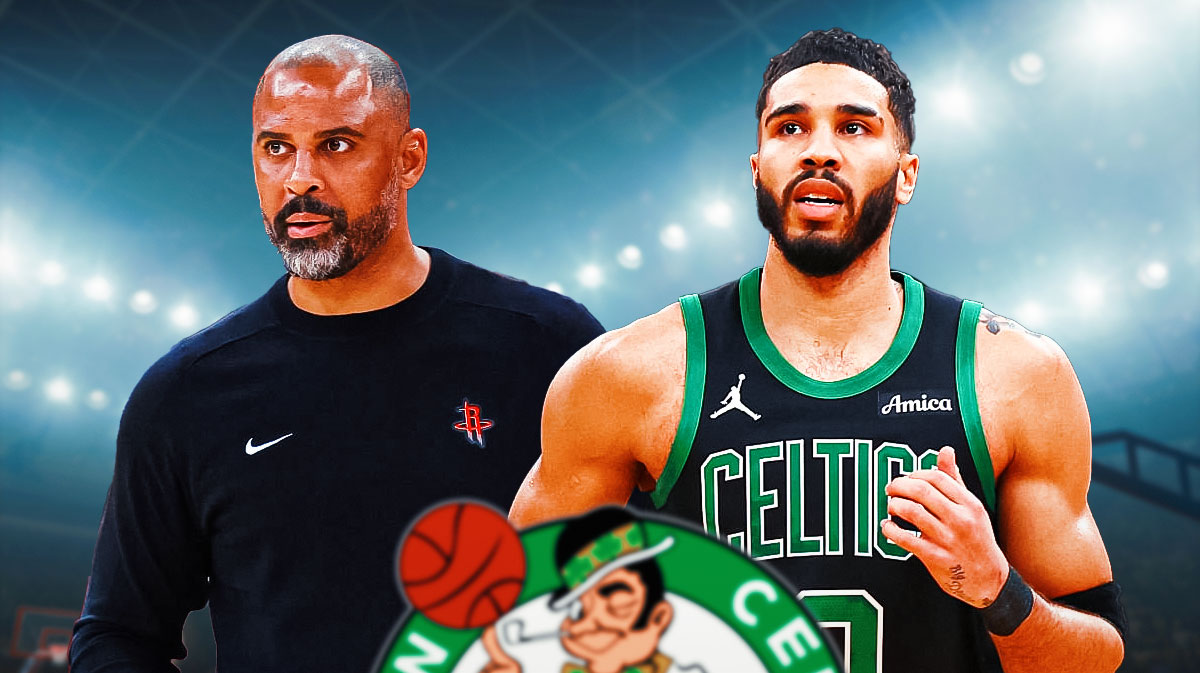 Houston Rockets head coach Ime Udoka and Boston Celtics player Jayson Tatum