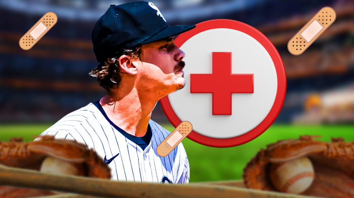 Drew Thorpe with medical cross and the band-aids surrounding him