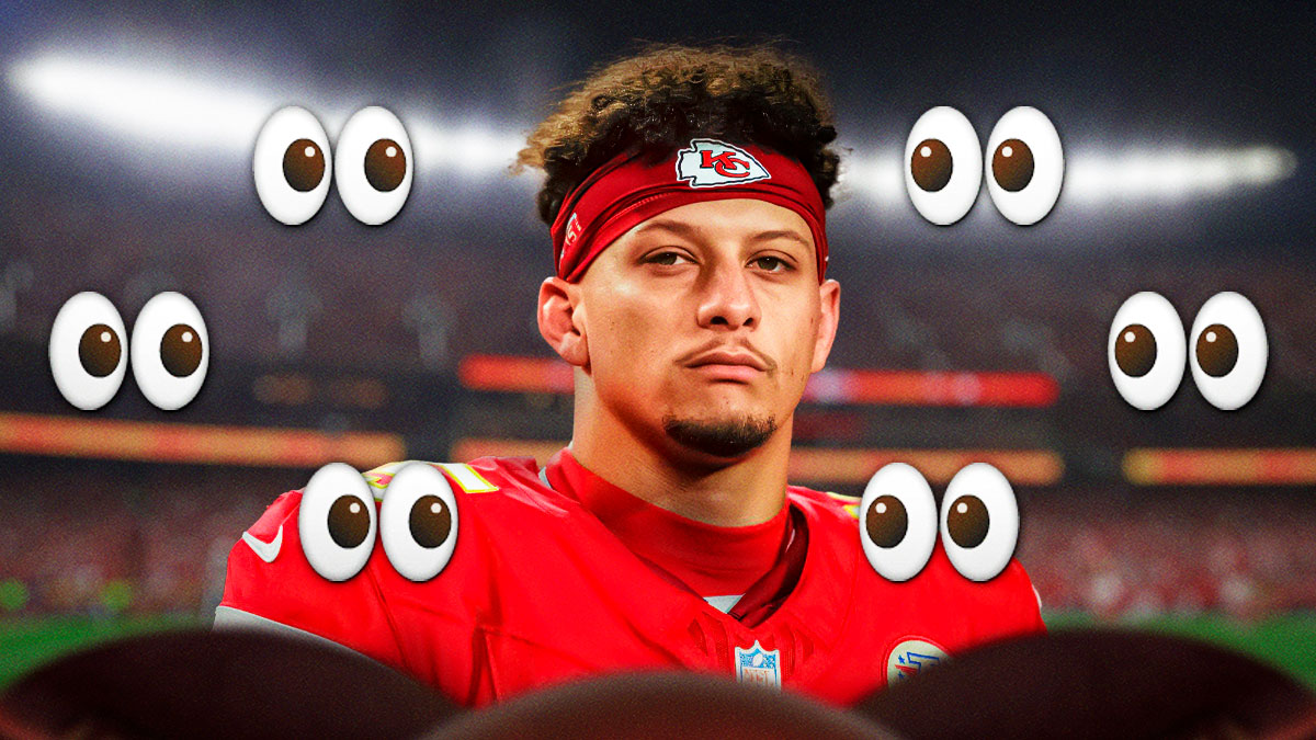 Patrick Mahomes next to eyes emojis.