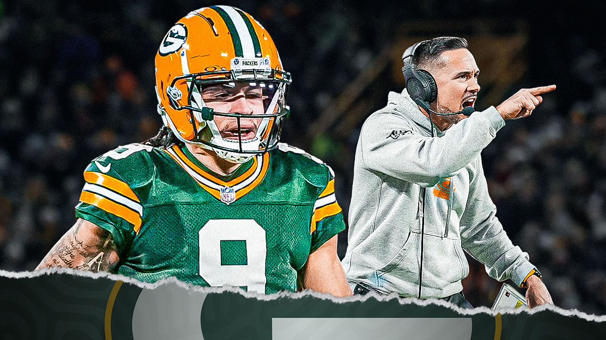 Packers WR Christian Watson next to head coach Matt LaFleur.