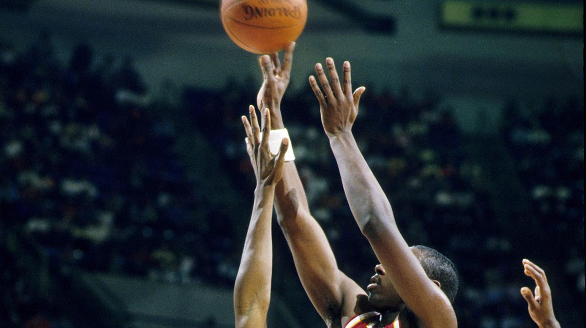 North Carolina State Wolfpack forward Chucky Brown (52) in action against the Iowa State Cyclones during the 1986 NCAA Tournament at Kemper Arena. 