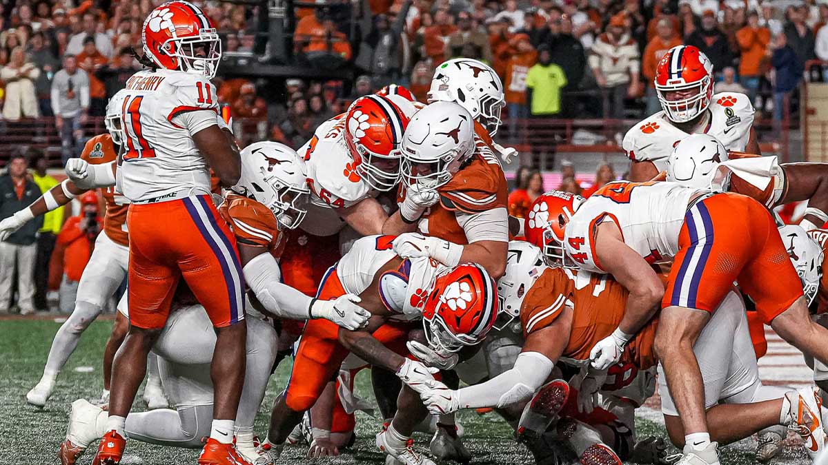 Clemson running back Keith Adams Jr. (19) is stopped on 4th and goal late in the fourth quarter of the game against the Texas Longhorns in the first round of the College Football Playoffs at Darrell K Royal-Texas Memorial Stadium on Saturday, Dec. 21, 2024.