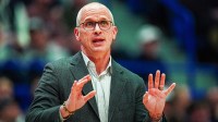UConn Huskies head coach Dan Hurley watches from the sideline as they take on the Butler Bulldogs at Harry A. Gampel Pavilion.