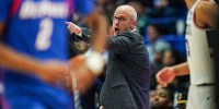 UConn Huskies head coach Dan Hurley watches from the sideline as they take on the DePaul Blue Demons at XL Center.