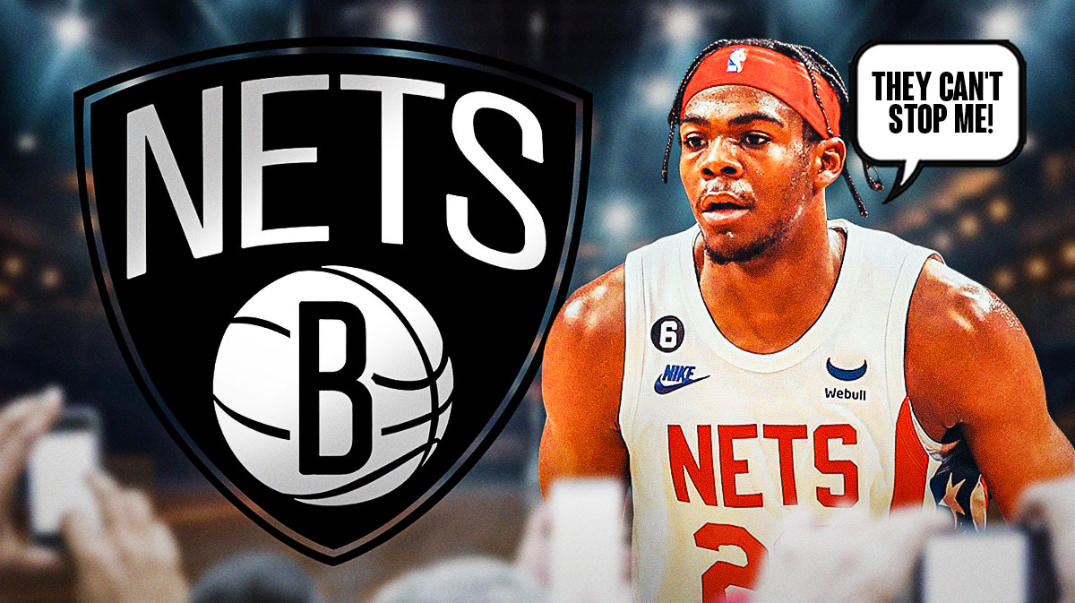 Day'Ron Sharpe saying "They can't stop me!" with a Nets logo