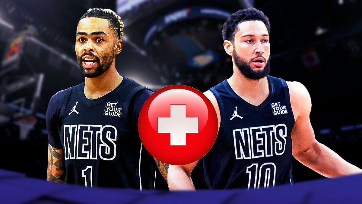 Ben Simmons and D'Angelo Russell with medical signs