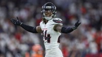 Houston Texans cornerback Derek Stingley Jr. (24) reacts after a play during the fourth quarter against the Chicago Bears at NRG Stadium.