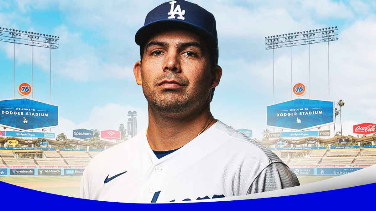 Former Dodgers pitcher Tyler Cyr, Dodger Stadium behind him