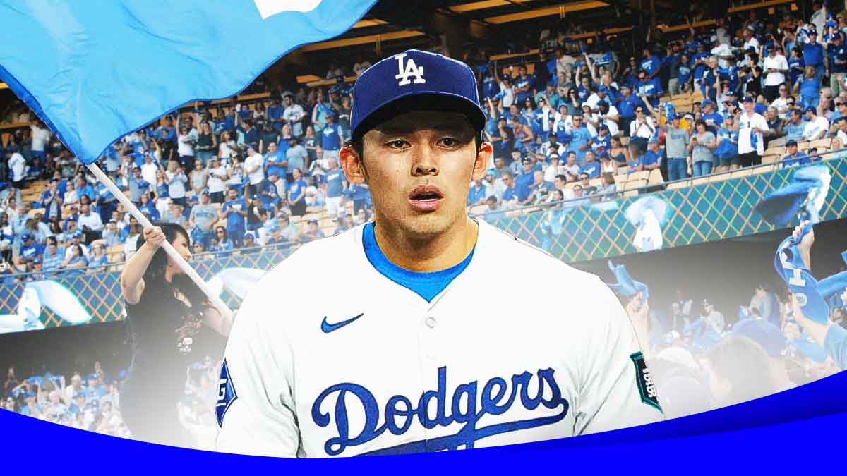 Roki Sasaki in Dodgers uniform with fans cheering him