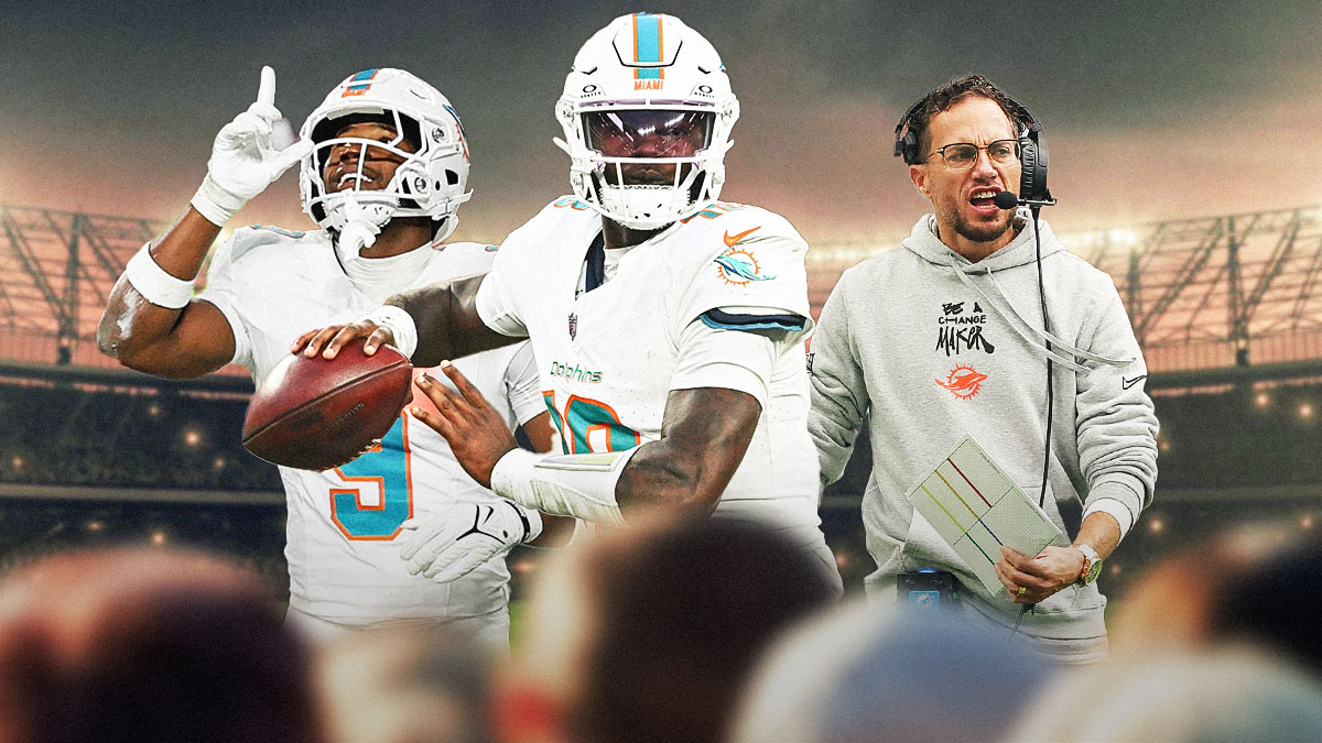 Miami's Jonnu Smith, Tyler Huntley, Mike McDaniel in Week 18 loss to Jets.