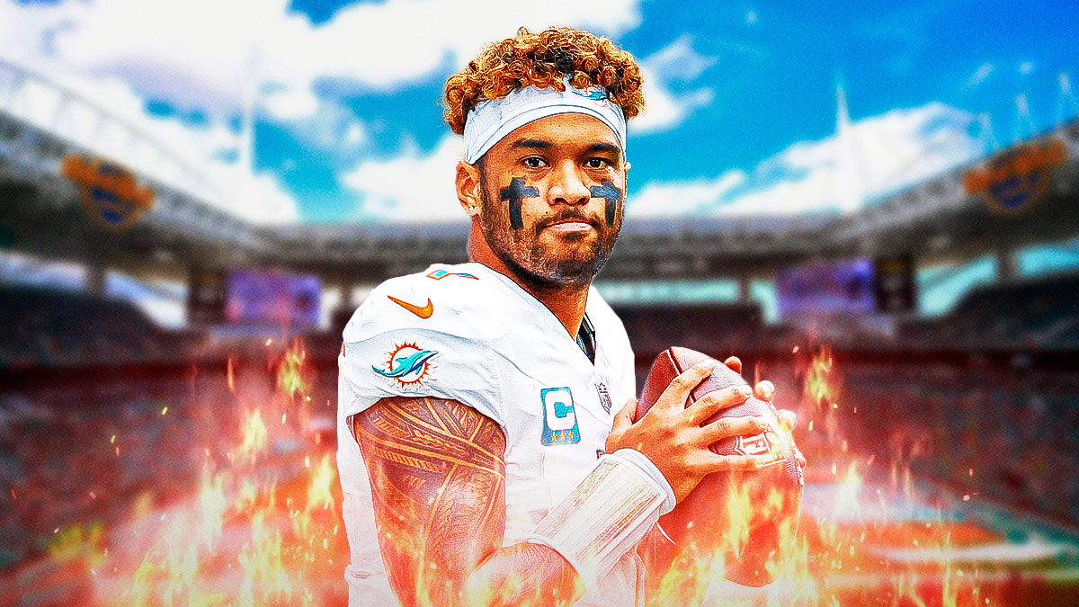 Dolphins QB Tua Tagovailoa surrounded by fire