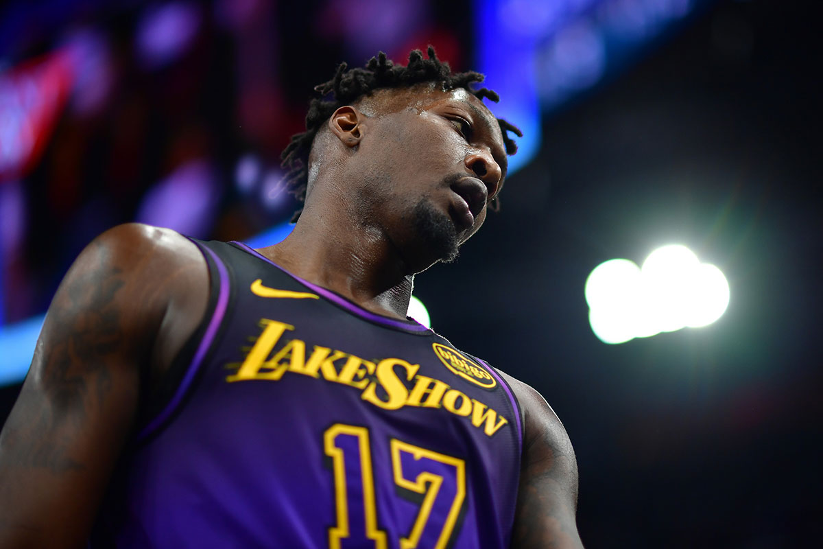 Los Angeles Lakers forward Dorian Finney-Smith (17) reacts during the second half at Intuit Dome.