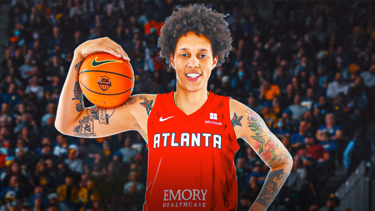 Brittney Griner in an Atlanta Dream 2024 jersey.