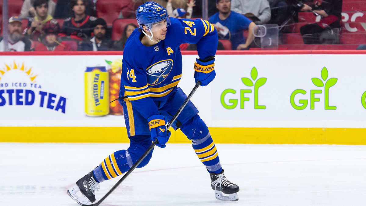 Buffalo Sabres center Dylan Cozens (24) shoots the puck in the second period against the Ottawa Senators at the Canadian Tire Centre.