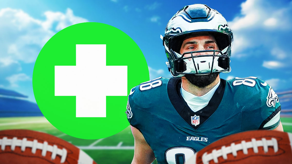 Eagles Dallas Goedert with green medical cross