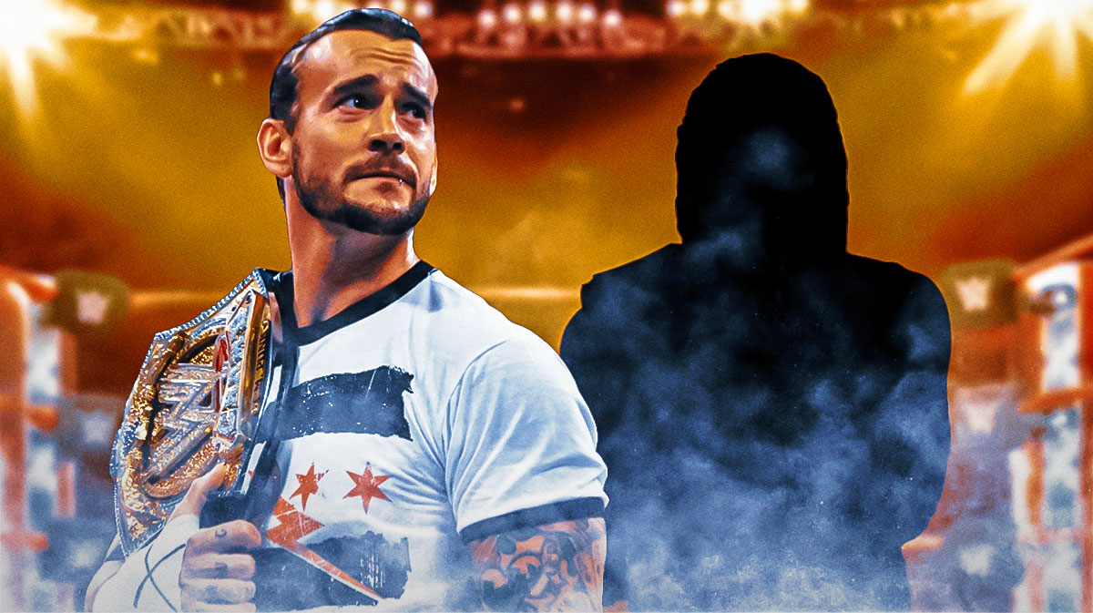 WWE star CM Punk next to silhouette of Jeff Hardy.