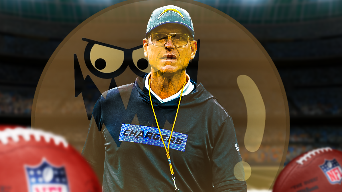 Jim Harbaugh Chargers headcoach inside Spongebob Dirty bubble at Houston Texans stadium