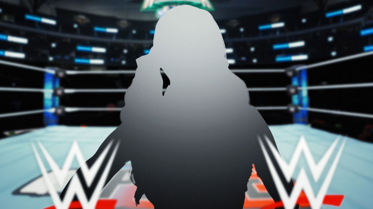 Silhouette of Alexa Bliss, who may make her return to WWE soon, with wrestling ring background.