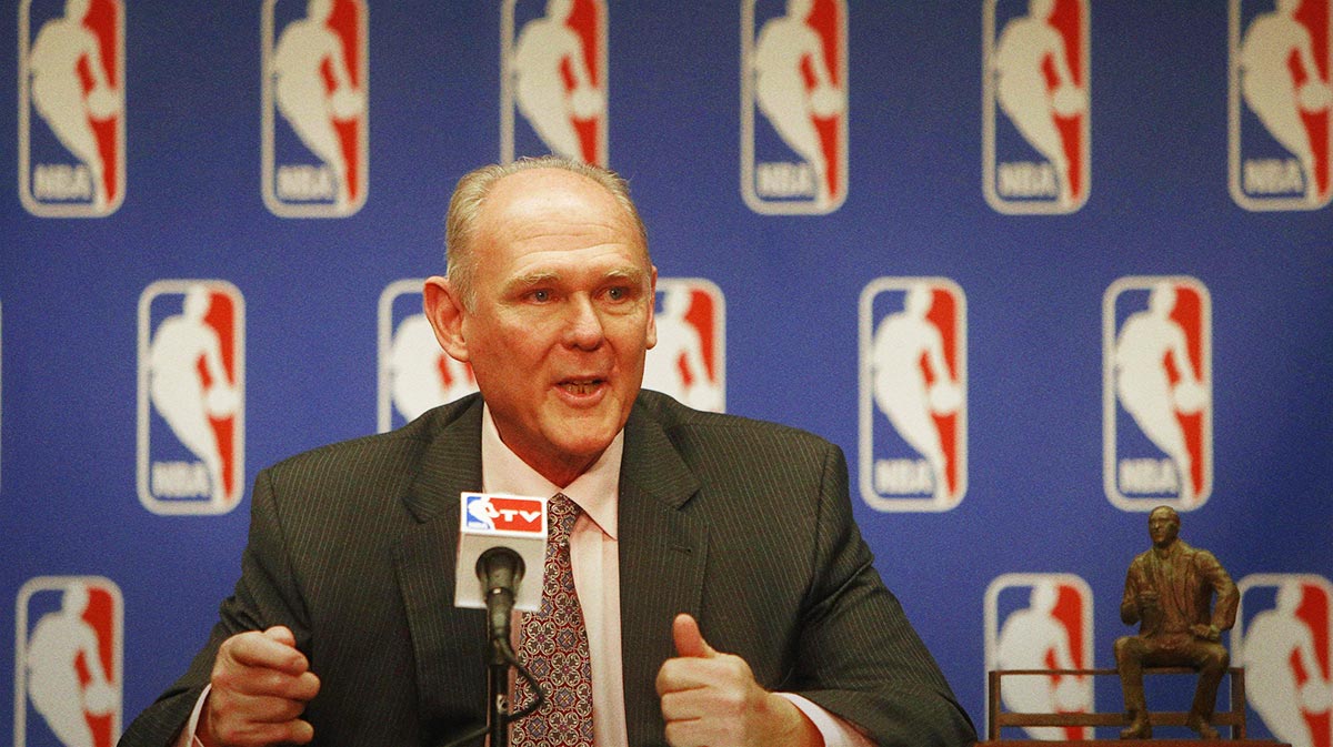 Denver Nuggets Chief Coach George Karl, during the press conference, he announced him to the NBA coach in the center of Pepsi.