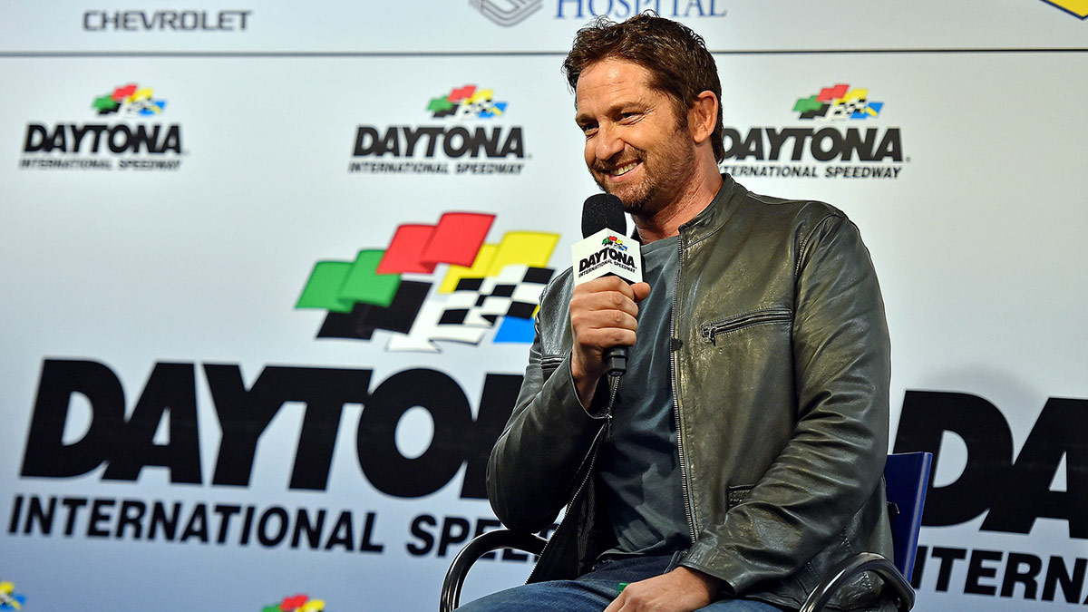 Gerard Butler at the Daytona 500 on February 21, 2016.