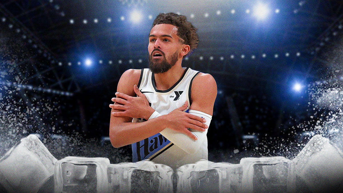 Trae Young with ice cubes around the picture.