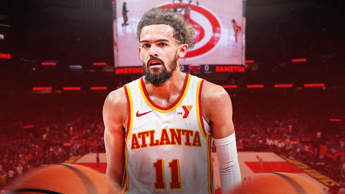 Trae Young in a white Hawks jersey.
