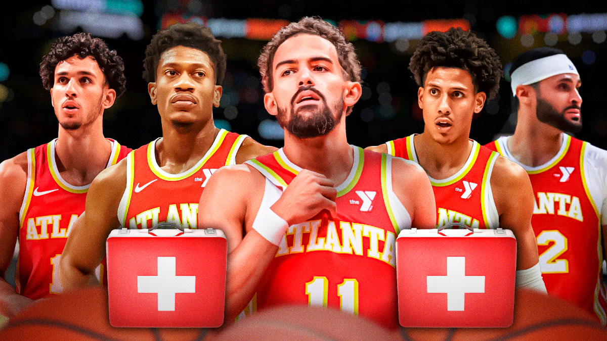 Trae Young, Jalen Johnson, De'Andre Hunter, Zaccharie Risacher, and Larry Nance Jr.