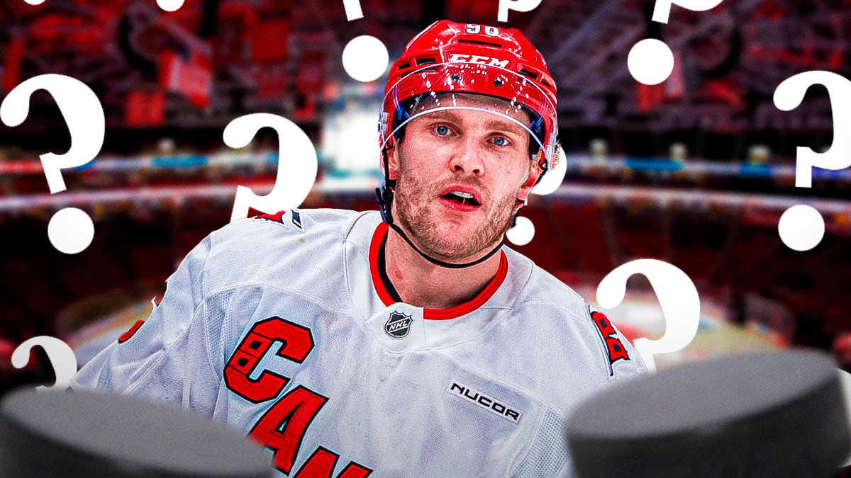Mikko Rantanen in a Hurricanes uniform. question marks all around.