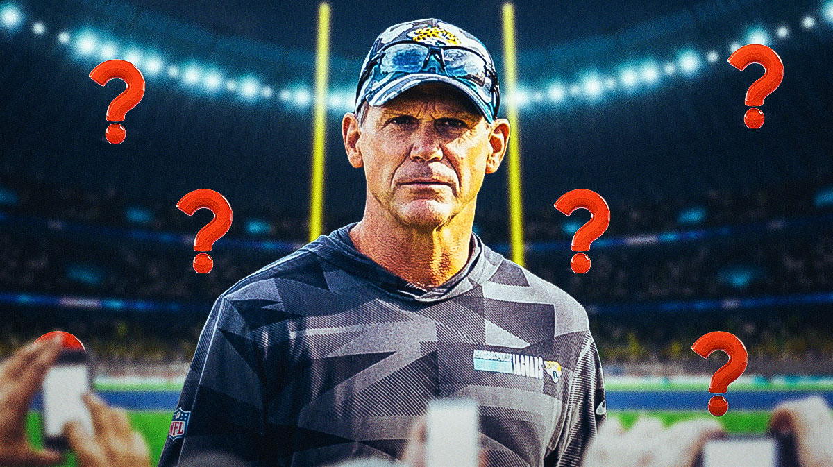 Trent Baalke featuring a Jaguars-themed BG surrounded by question marks