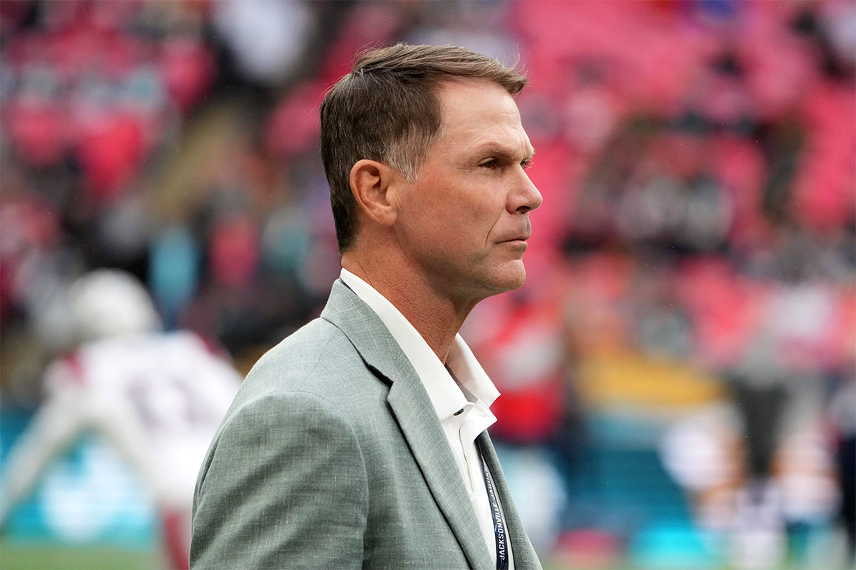 Jacksonville Jaguars general manager Trent Baalke reacts during the NFL International Series game against the New England Patriots at Wembley Stadium. 