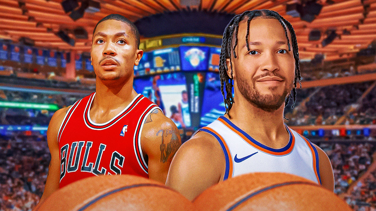 Knicks All-Star Jalen Brunson next to Bulls legend Derrick Rose