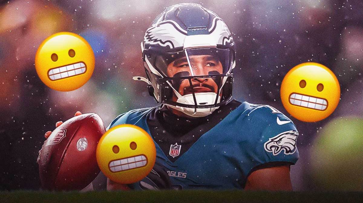 Jalen Hurts surrounded by 😬 emojis