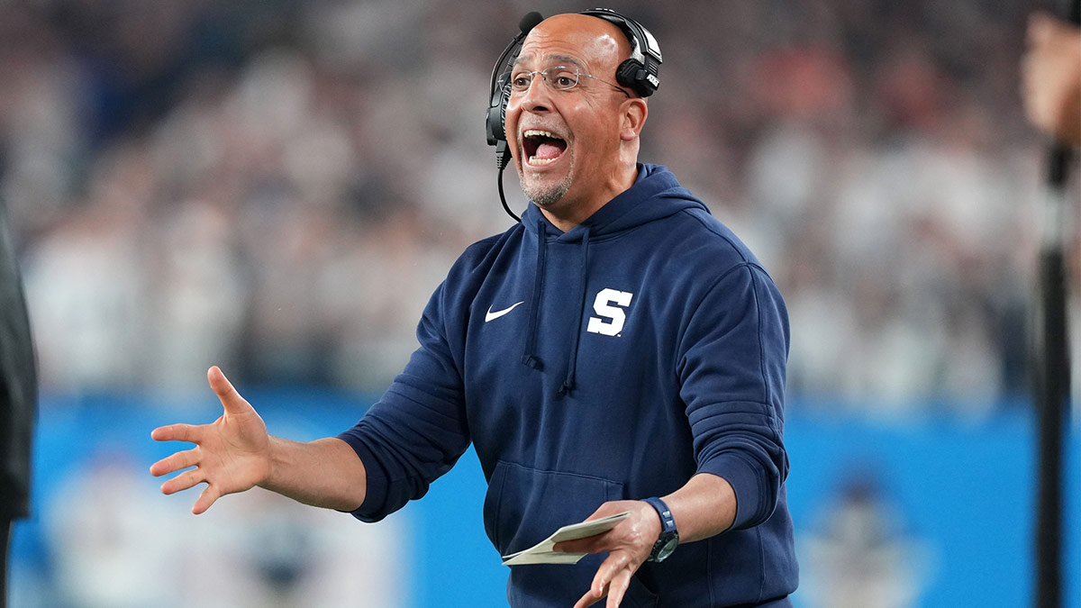 Penn State Nittany Lions head coach James Franklin reacts against the Boise State Broncos during the second half in the Fiesta Bowl at State Farm Stadium.