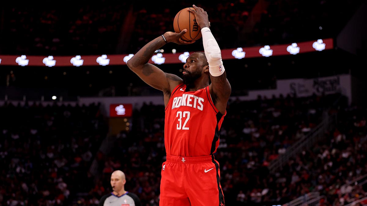 Houston Rockets forward Jeff Green (32) shoots against the Boston Celtics during the second quarter at Toyota Center. 