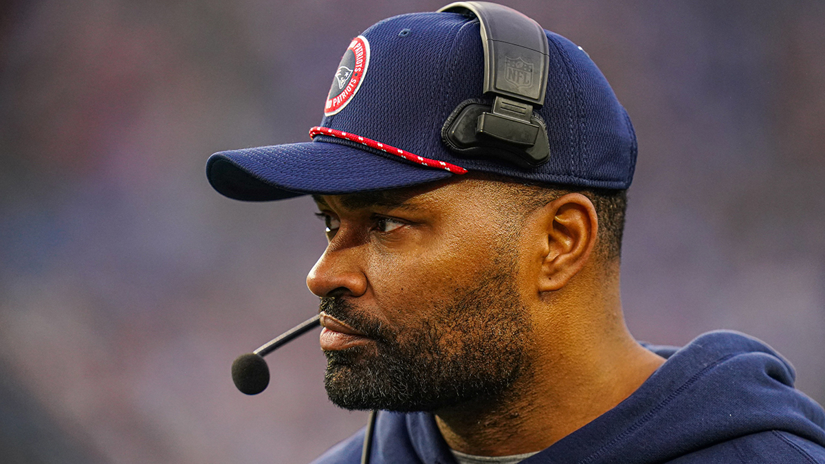 New England Patriots head coach Jerod Mayo watches from the sideline as they take on the Los Angeles Chargers at Gillette Stadium. 