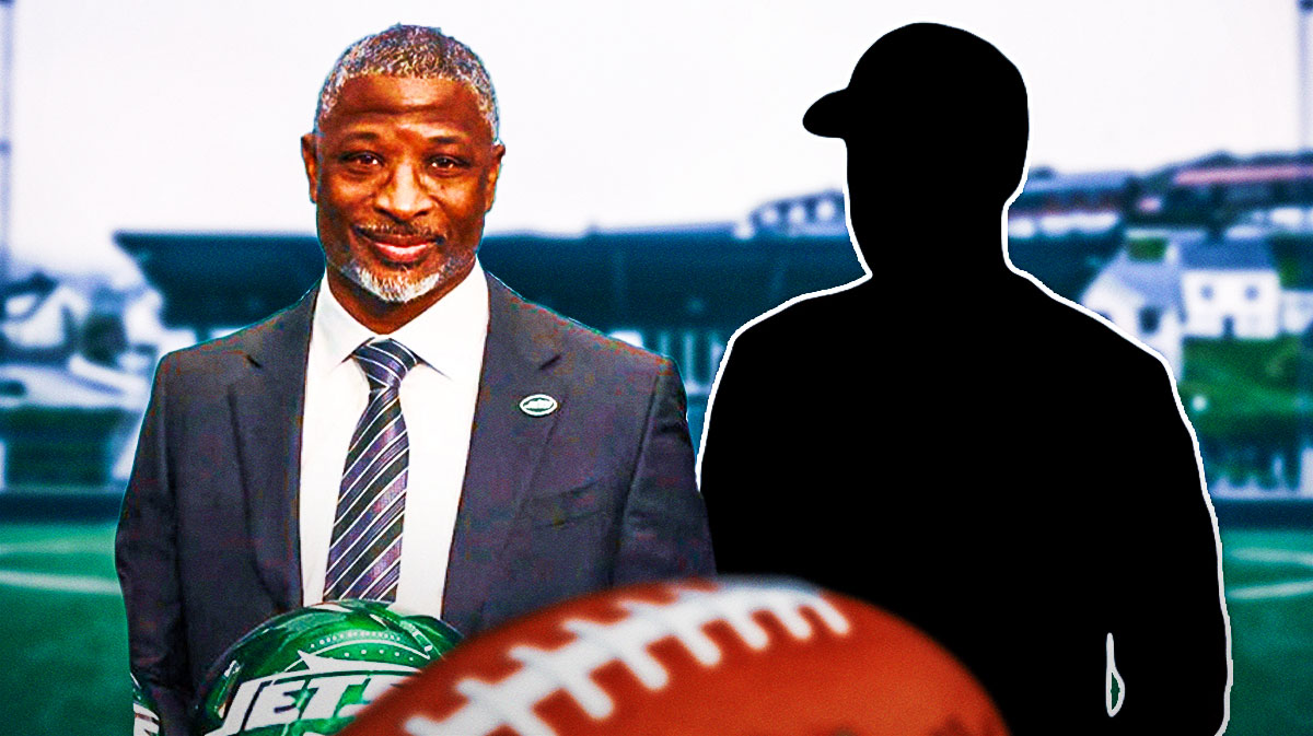 Aaron Glenn as Jets HC. Silhouette of Tanner Engstrand next to him