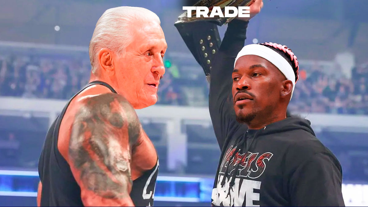 Pat Riley as The Rock and Jimmy Butler (Heat) as Roman Reigns